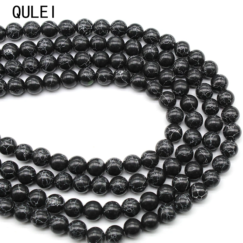

High Quality 4/6/8/10/12mm synthesis Black Malachite Round Loose Bead Natural Stone Beads For DIY Bracelet Necklace Jewelry
