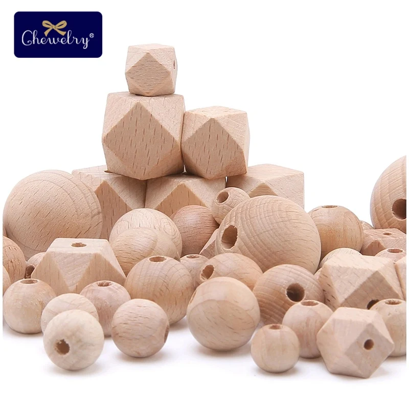 10-30 мм геометрические деревянные бусины Бук деревянные круглые бусины, прорезыватель жевательные бусины для DIY пустышки цепи ожерелье игрушки
