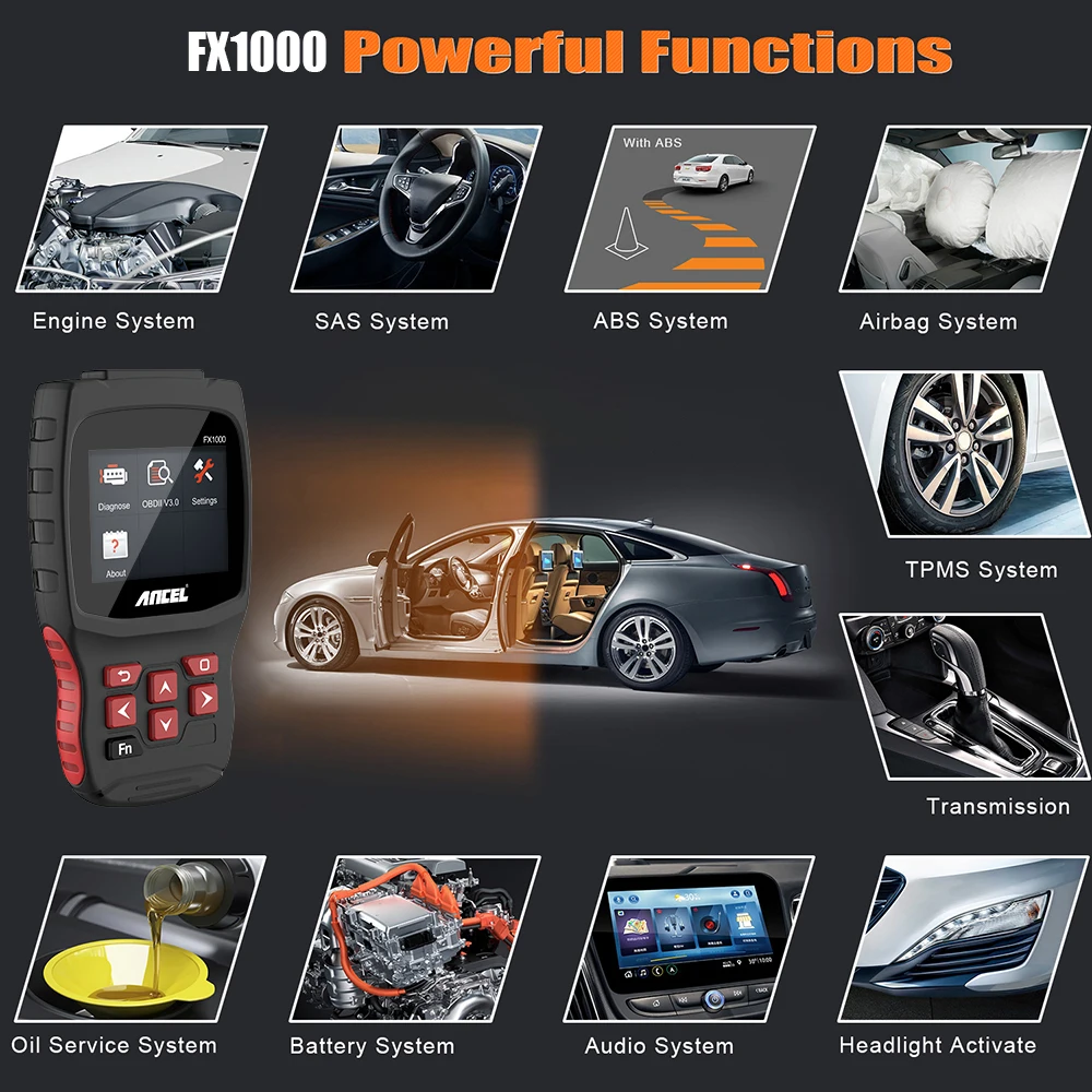 Автомобильный диагностический инструмент Ancel FX1000 Obd2 сканер ABS SRS DPF SAS EPB сброс