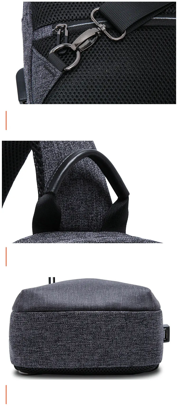 Multi-function Men's chest bag charging business one-shoulder Messenger bag Men large-capacity household leisure bags B45-60
