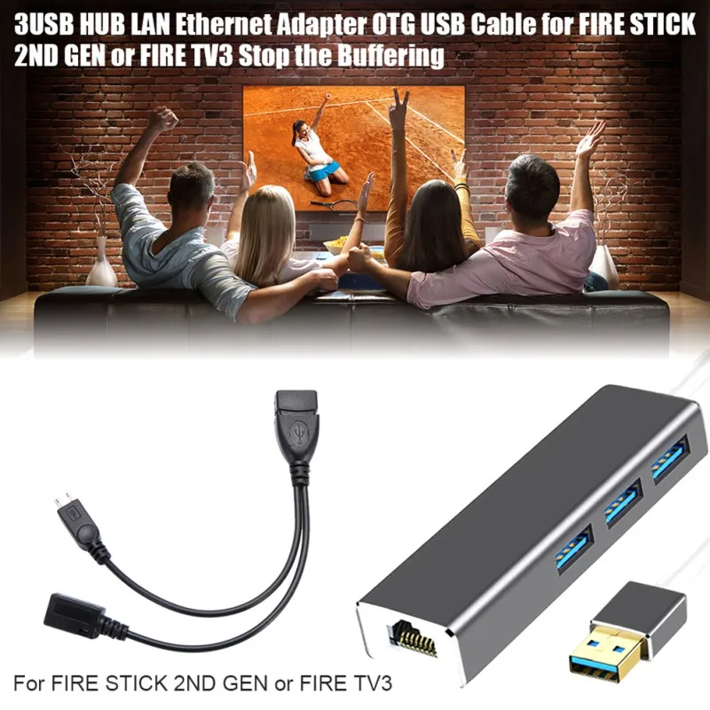 3 порта usb хаб LAN Ethernet соединитель & OTG адаптер для Amazon Fire (Gen 2 и 4) новое