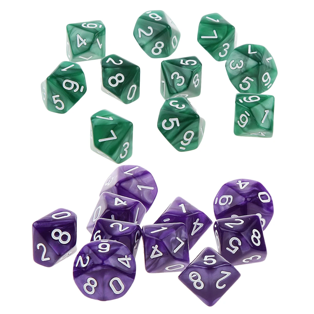 20x 22mm Ten Sided Dice D10 for Playing Dungeons D&D TRPG Roleplay Game Toys Party Gambling Dices Game Digital Dices