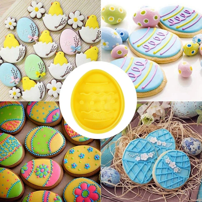 1Set Easter Plastic Cookie Cutter Rabbit Egg Biscuit Cutter 3D Cartoon Bunny Molds Baking Tools Party Cupcake DIY Supplies