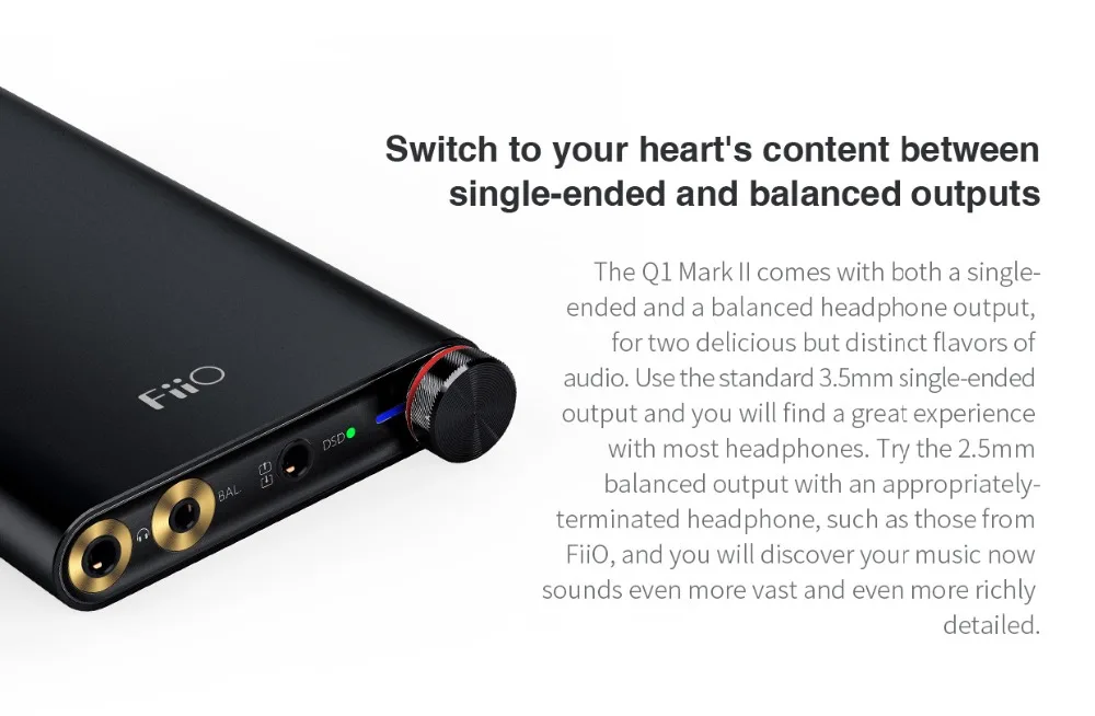 Fiio Q1 Mark II/FQ1222 Hi-Res аудио NIC DAC DSD усилитель для наушников XMOS 384 кГц/32 бит для Iphone/iPad/PC AK4452 Q1II