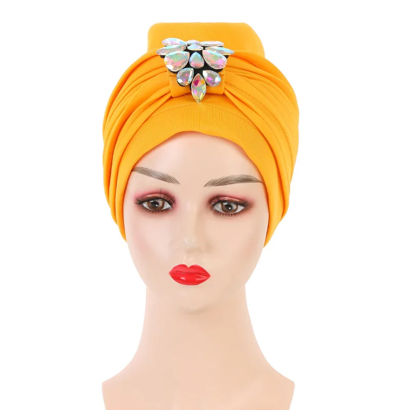 african traditional clothing 2021 NEW Women Turban Hijab Bonnet Already Made African Auto Gele Headtie Muslim Headscarf Caps Female Head Wraps Hat for Party african outfits for ladies Africa Clothing