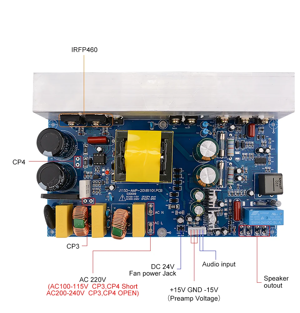 AIYIMA 1000W Mono Channel Class D High Power Digital Amplifier With Switching Power Supply Integrated Audio Board For Home DIY