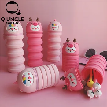 

Q UNCLE Creative Pen Shaped Silicone Pen Bag Student Pencil Bag Primary and Secondary School Stationery Pencil Case Mack Up Bag
