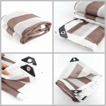 

Home Use Anti-UV Sunshade Net Brown White Stripe Shading Nets Terrace Balcony Privacy Safety Nets Sails Plants Care Covers