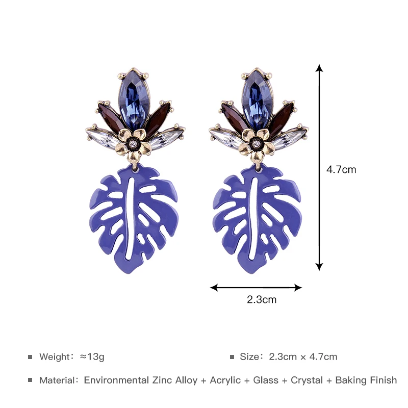 Богемия ручной работы кристалл акриловые серьги из сплава в форме листка для женщин Дата подарок ювелирные изделия