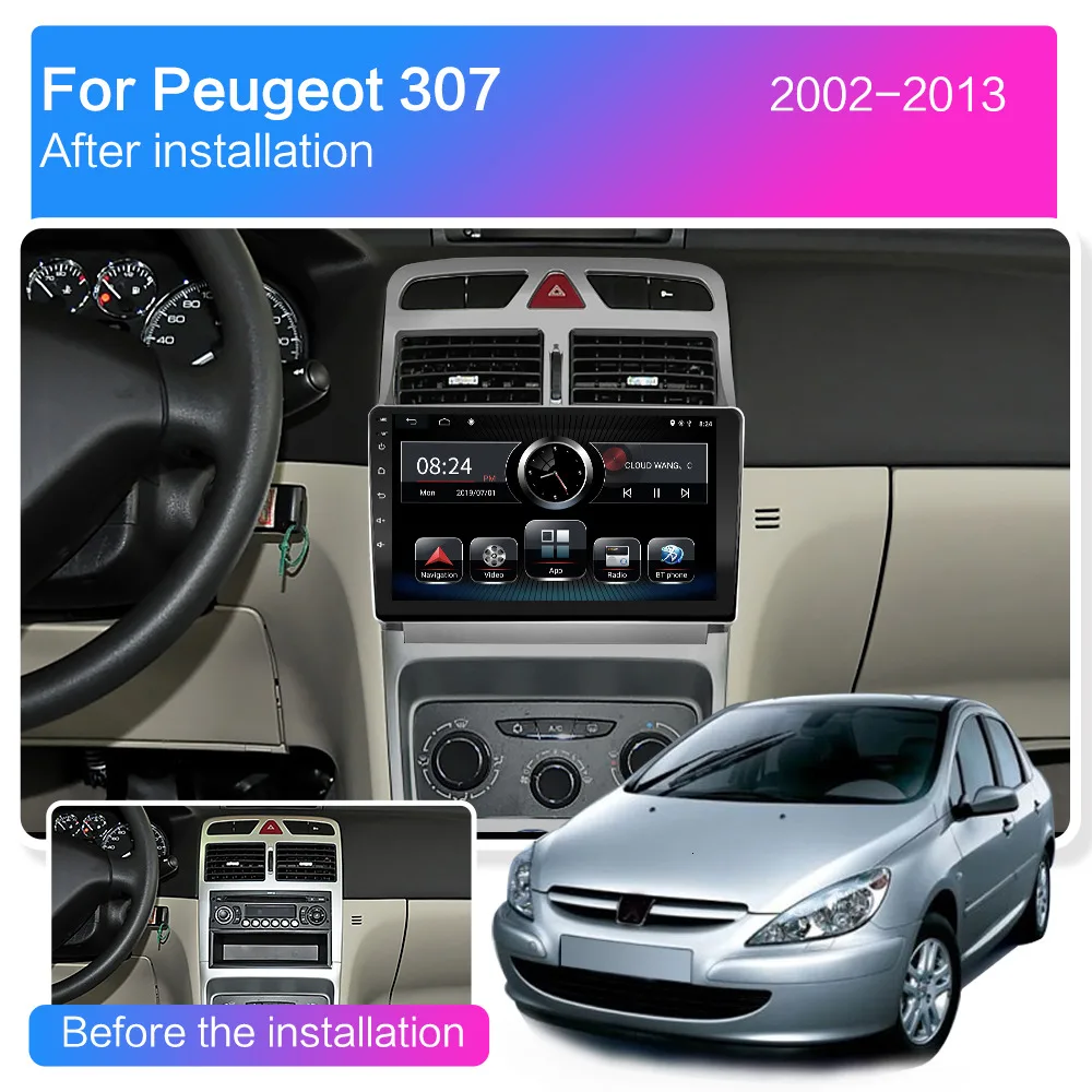 2G ram Android 9,0 автомобильный DVD мультимедийный плеер для peugeot 307 307CC 307SW 2002-2013 стерео автомобильный Радио gps навигация 2Din