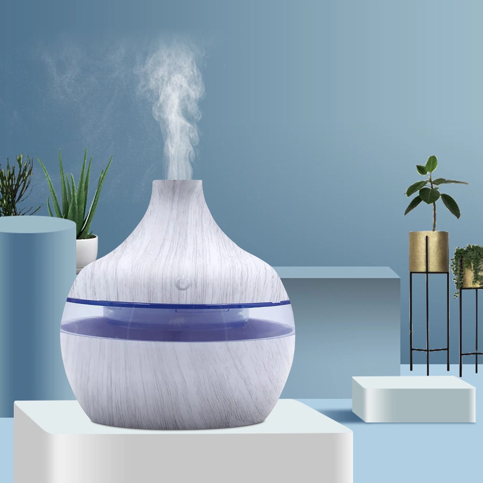Aroma Oil Diffuser 300ML Essential Aroma Oils Diffuser 5V Electric Humidifier Wood Grain Colorful Luminous Air Humidifier USB Mini Mist Maker