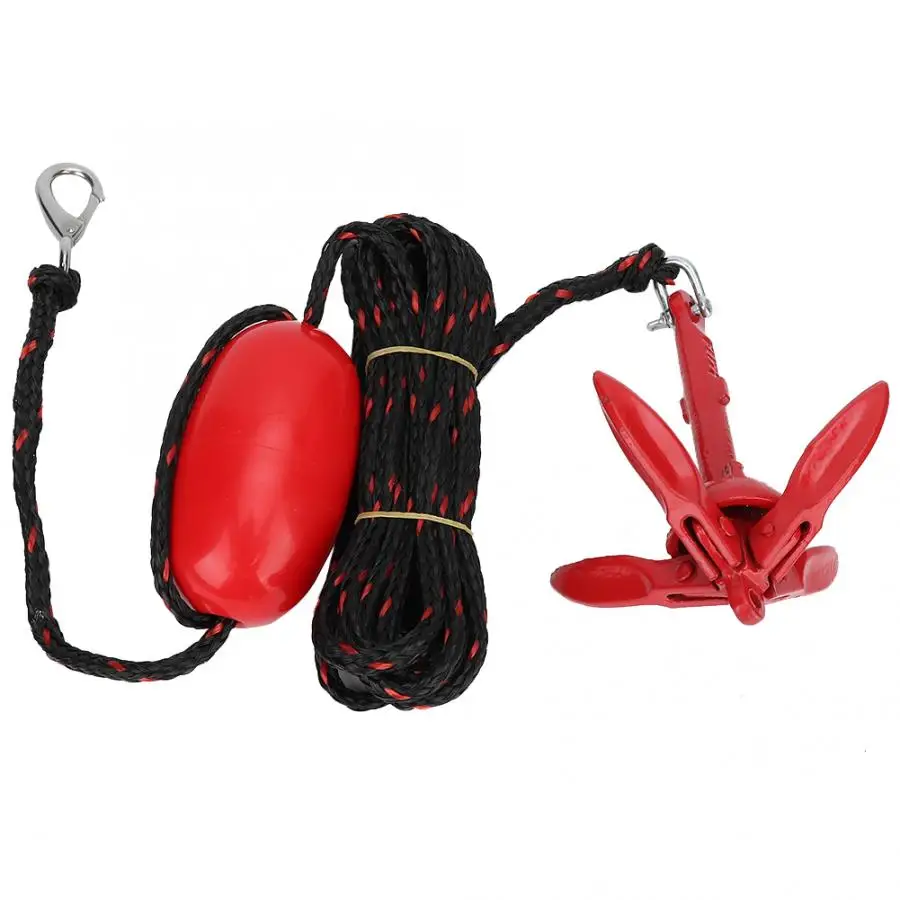 

Kayak Canoe Fishing Boat Anchor Kit Portable Folding Grapnel Anchor Rigging System Set with Rope Floating Ball
