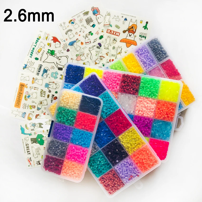 DOLLRYGA 24 couleurs 23000 pièces boîte 2.6mm Hama perles ensemble éducation perles 100% qualité garantie perler fusible perles bricolage jouet juguetes