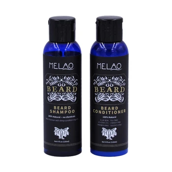 Melao 2Pcs Natural Organic Beard Repair Essential Oil Cleansing Care Nourish Reduces Beard Essential Oils Beard Shampoo + Condit 1