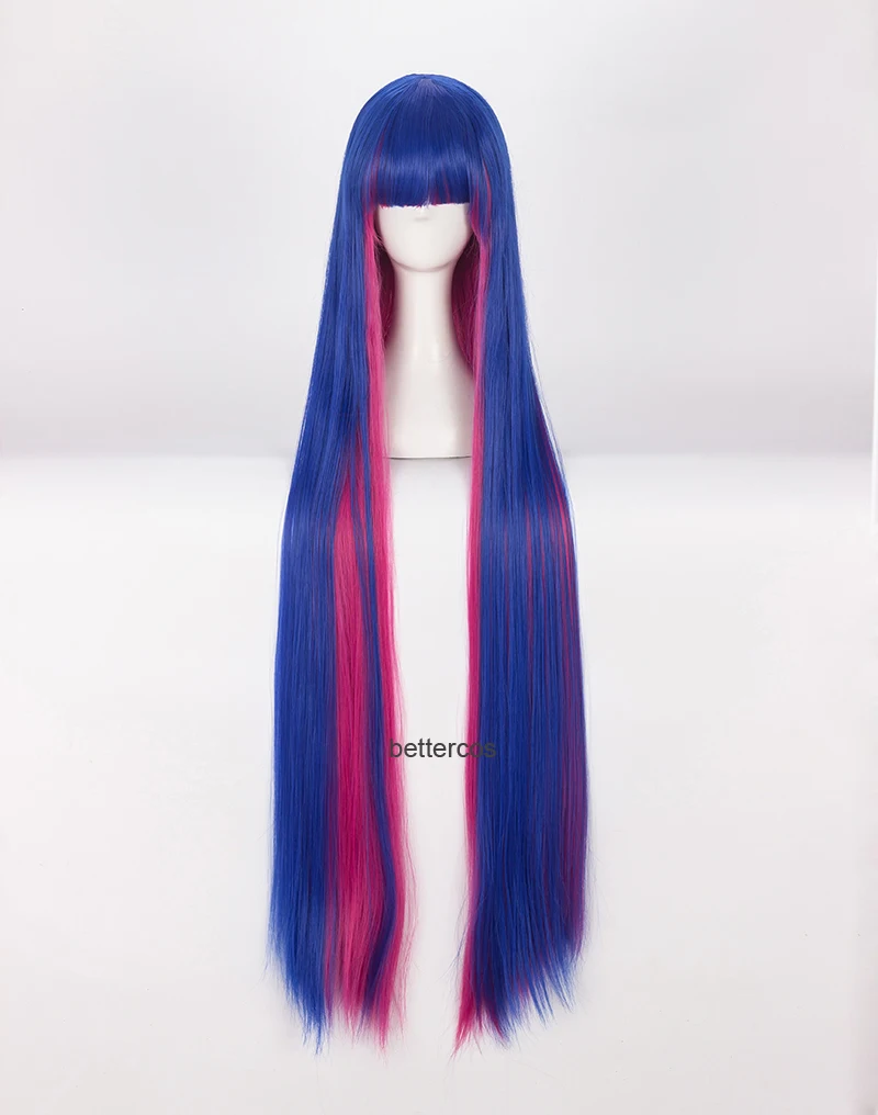 

Panty & Stocking With Garterbelt Stocking Anarchy Cosplay Wig 100cm Long Mixed Blue Pink Heat Resistant Synthetic Wig + Wig Cap