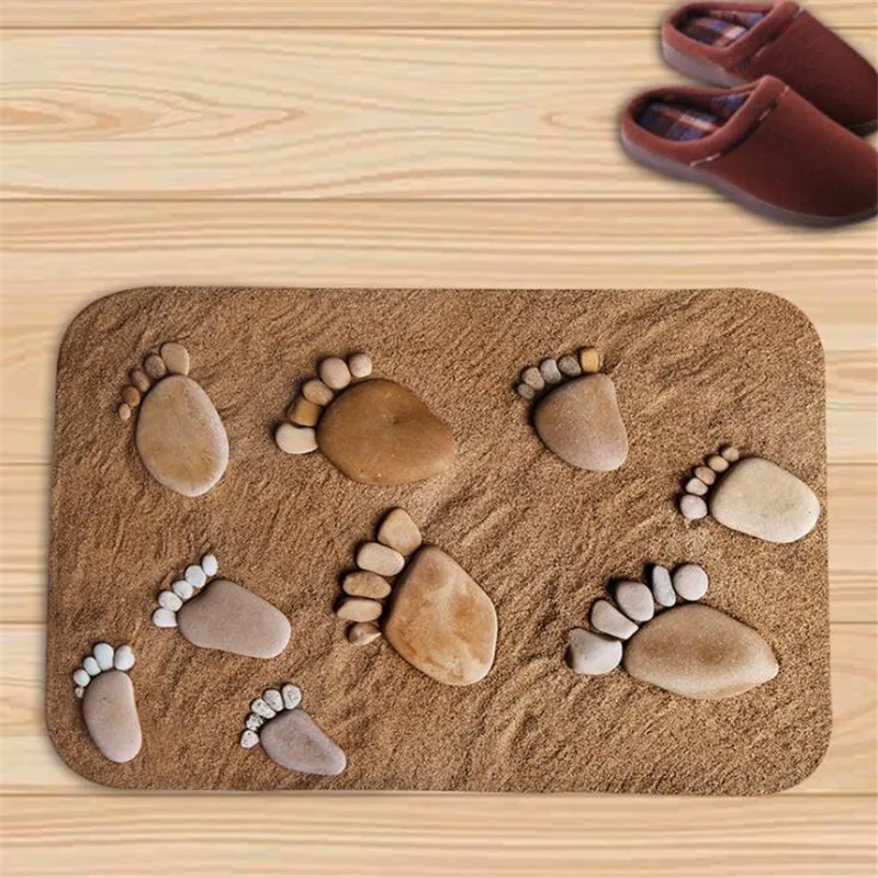 Ванная комната Душ Противоскользящий коврик 3D трехмерный камень большой круглый