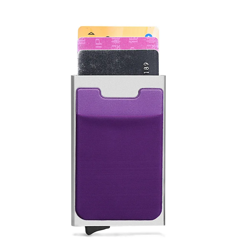 Silver-Purple Мужской кредитный держатель для карт чехол для банковских карт - Цвет: Silver-Purple