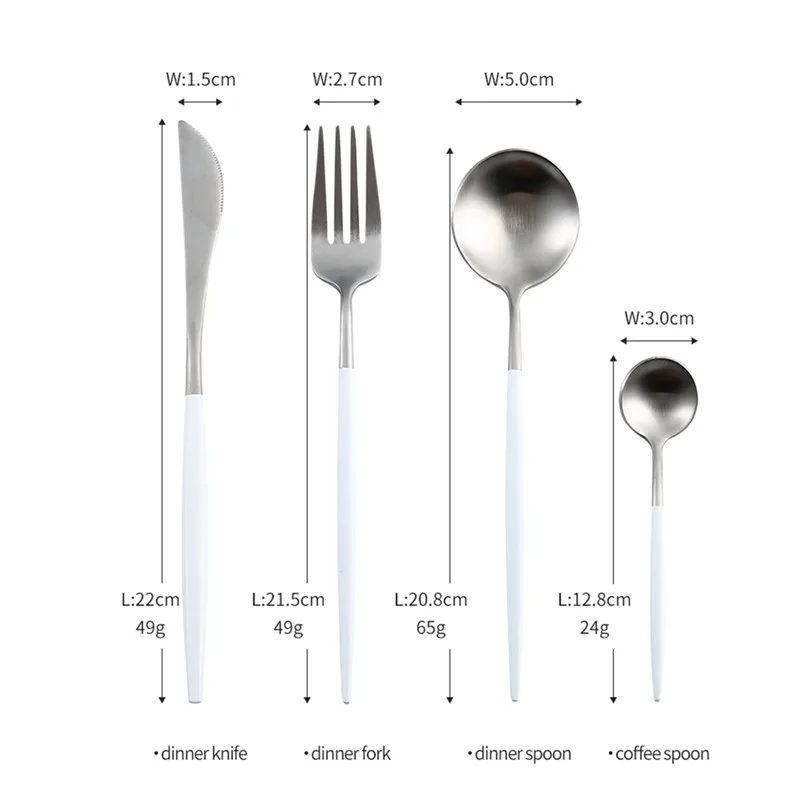 Столовые приборы матовые из нержавеющей стали набор 4 ножей ложки вилки