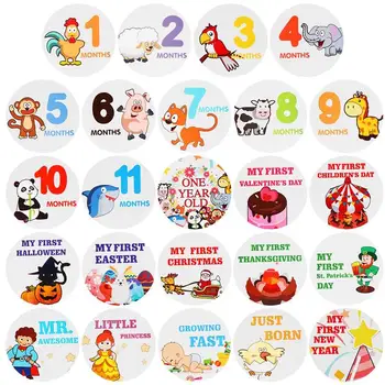 

24PCS Baby Month Stickers Milestone Self-Adhesive Stickers for Newborn Kids Legible Sticker