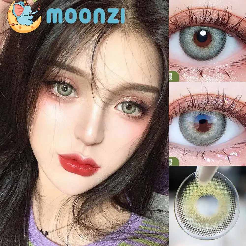

MOONZI green crazy contact lens small Beauty Pupil Colored Contact Lenses for eyes yearly degrees 2pcs/pair Myopia prescription