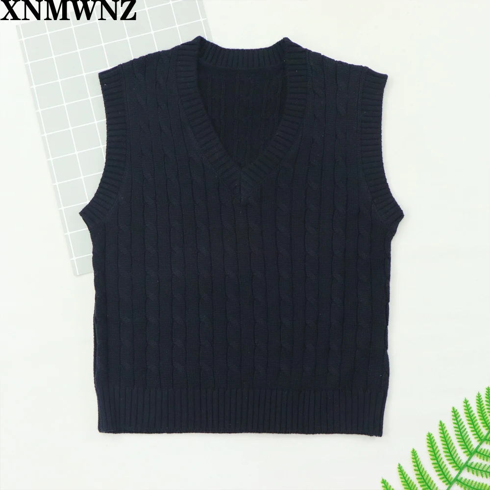 

NEW Spring Autumn Wool Sweater Vest Women V-Neck Knitted Vest Female casual tank tops Sleeveless Twist knit pullovers xnwmnz za