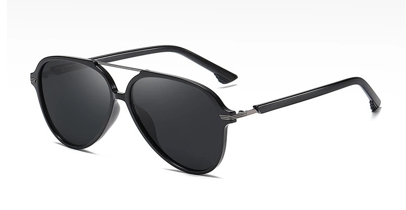 45972 пластик Титан Ретро пилот поляризованные солнцезащитные очки для мужчин и женщин Мода UV400 - Цвет линз: C5 bright black