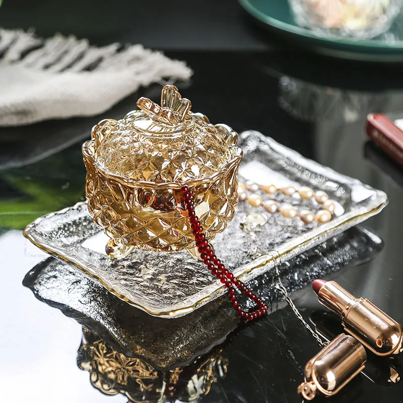Butterfly Flower Crystal Glass Candy Jar, Dried Fruit Plate, Sugar Bowl, Jewelry Box with Lid, Living Room 3