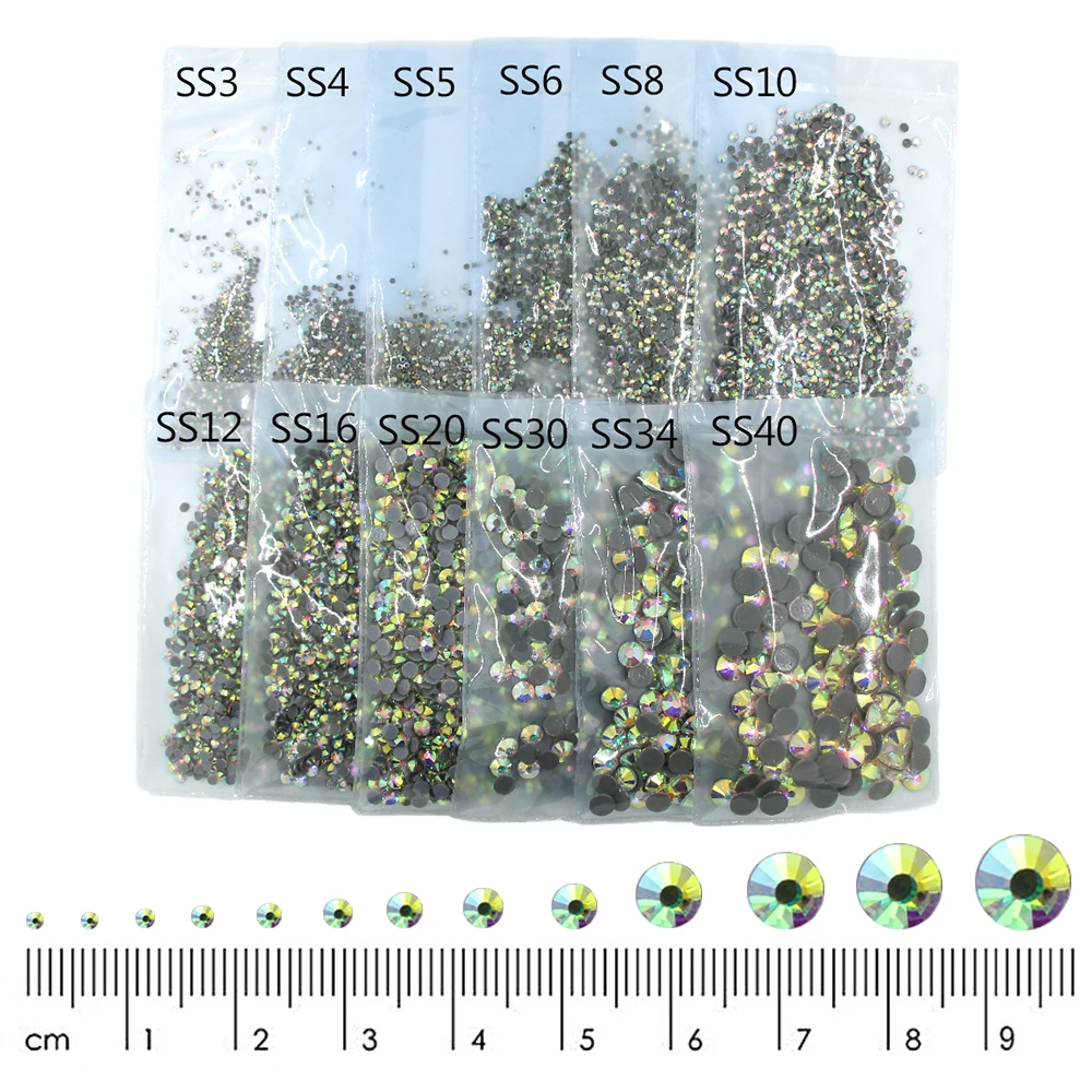 1440 шт AAAAA Стразы AB Кристалл Стразы с плоской задней стороной на горячей фиксации на одежде страз термо Стразы для платья DIY SS3-SS50
