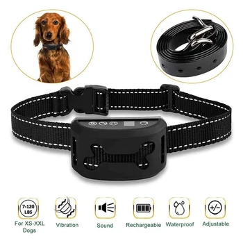 

Rechargeable Dog Bark Collar No Shock Anti Barking Training Collar with Belt Anti-Barking Training Modes Pet Supplies
