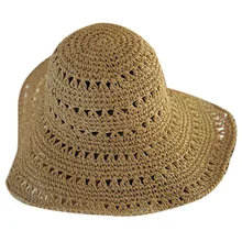 Летняя женская Соломенная Солнцезащитная шляпа, милые Ретро складные соломенные шляпы, пляжные Панамы для девушек, женская шляпа для отдыха, солнцезащитный козырек, шляпы