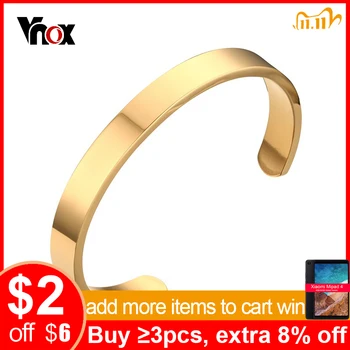 

Vnox Mens Cuff Bangle & Bracelet Gold-color High Quality Stainless Steel Simple Bracelets Pulseiras Jewelry 2.5" Dia
