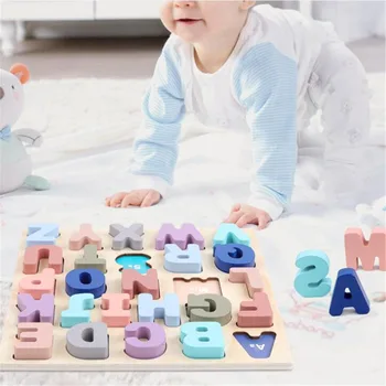 

Wooden Toys Kids Digital Letter Recognition Pairing Puzzle Board Jigsaw Puzzle Board Child Montessori Early Education Toys