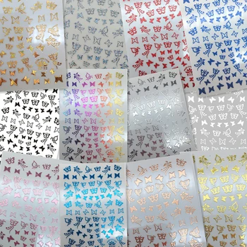 

SUPER THIN SELF ADHESIVE 3D NAIL ART NAIL SLIDER STICKER FLOWER BUTTERFLY COLORFUL METALLIC R332-333