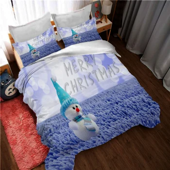 

Cartoon Santa Snowman Bed Duvet Cover Set Merry Christmas Decor Adults Bed Linen Set Kids Gift US Twin Queen Size Bedding Set