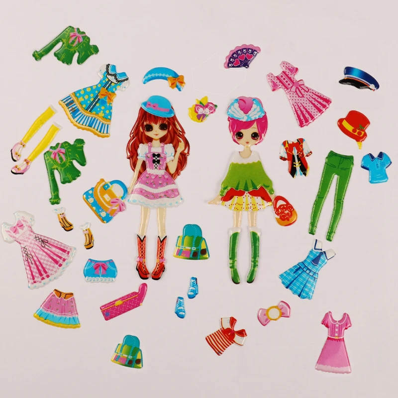 6 листов Vsco Наклейка 3D платье Принцесса красота наклейка с изображением русалки изменить ткань портрет ребенок игрушки девочка подарок декоративные