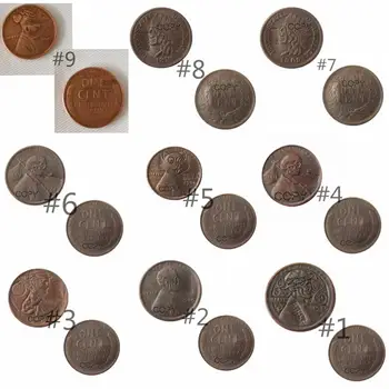 

nine differents styles Hobo Wheat Penny Or Indian head Copper Copy Coins