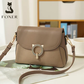 

FOXER Genuine Leather Small Shoulder Bags for Women Casual Soft Fall Winter Bags Lady Cross body Bag Large Capacity Female Purse