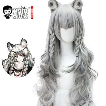 

HSIU Pramanix Cosplay Game Arknights Wig Silver White Synthetic Hair Cosplay Girls Wig