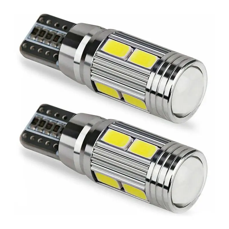 T10 10 SMD 5630 LED Projector Lens Auto Clearance Lights W5W 501 10SMD 5730 Car LED Marker Lamp Parking Bulb Canbus 1pc