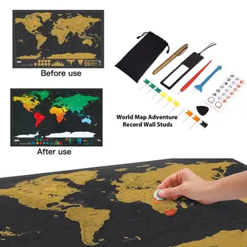 

8pcs/Bag Diy Scratch Pen Set Markers Stickers Scratch Map Tool Set Premium Educational World Maps Home Maps Accessories Novelty