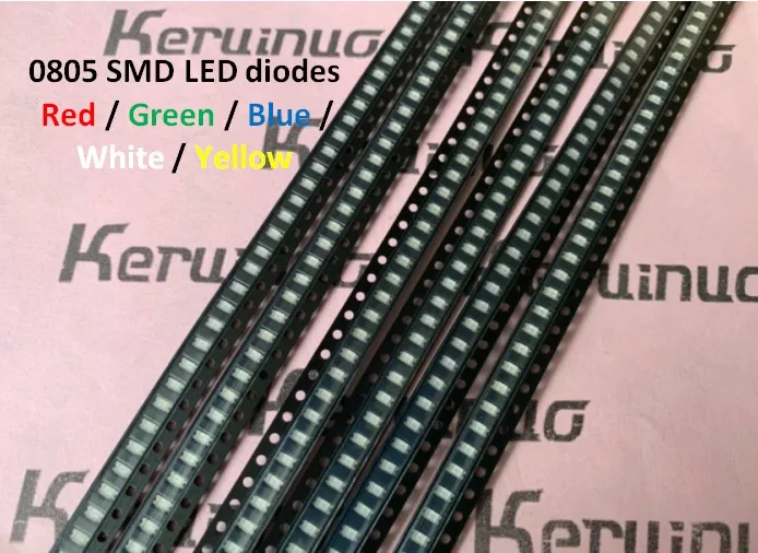 

Free Shipping 100pcs /lot 0805 LED Diode Assortment SMD LED Diode Kit Green/ RED / White / Blue / Yellow 0805LED