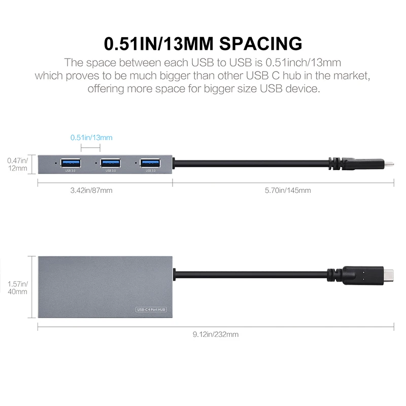 VLAMPO type c 4port HUB high speed usb3.0 5Gbps docking station USB-C splitter adapter for computer peripherals accessorie