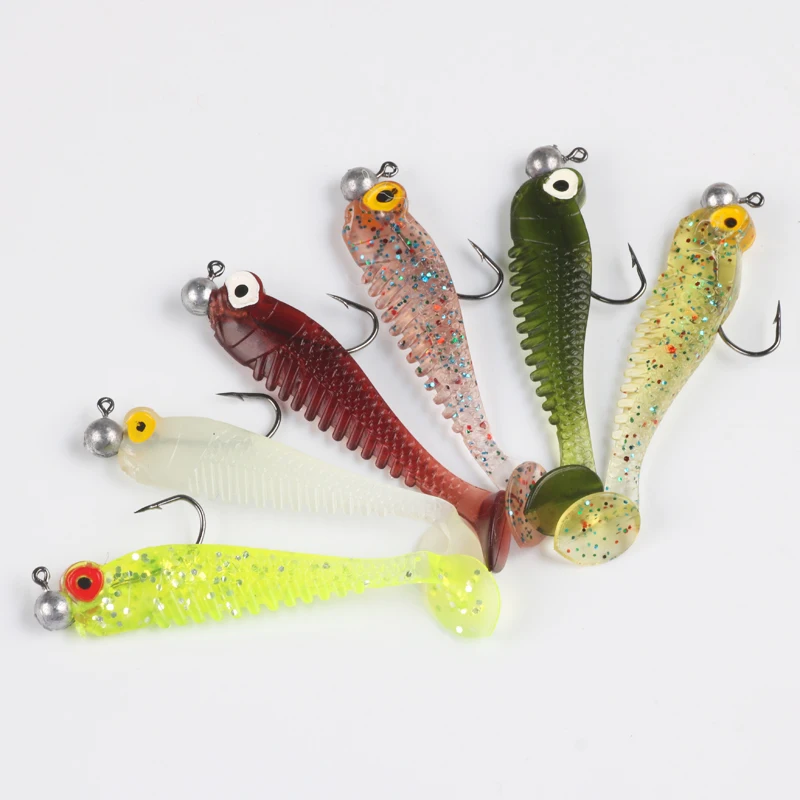

POETRYYI 1pcs 55mm 1.5g Lifelike Fish T Tail Artificial Silicon Soft Fishing Lure Worm Bait Plastic Swimbait Tackle