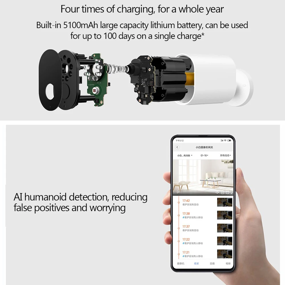 Xiaomi Mijia умная IP камера с батарейным шлюзом HD 1080P AI гуманоидное Обнаружение IP65 уличная беспроводная камера с управлением приложением