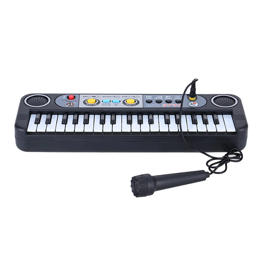 37 клавиш электронный орган цифровой фортепиано клавиатура с микрофоном детские игрушки Stave музыкальная игрушка развить детский талант - Цвет: Black