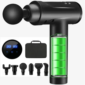 

massage gun LCD Touch muscle massager muscle pain body relaxation slimming relief heads 30 speed fascial gun