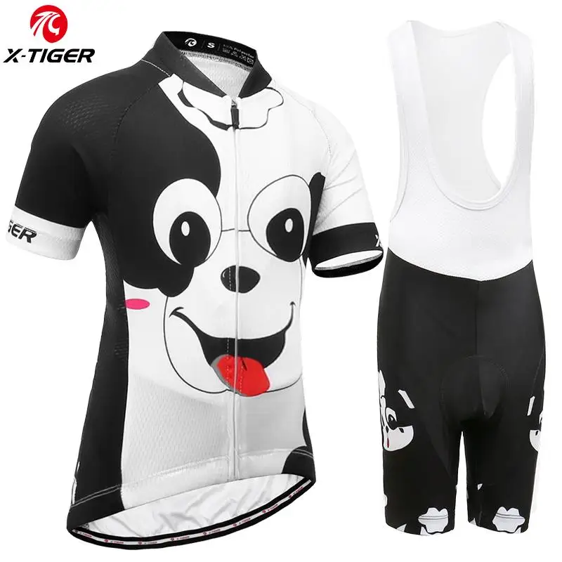 Cycling Bib Set X-TIGER, летняя детская одежда для велоспорта, комплект из майки для велоспорта, детские шорты с рукавами, Майки для велоспорта, быстросохнущая одежда для горного велосипеда - Цвет: Cycling Bib Set