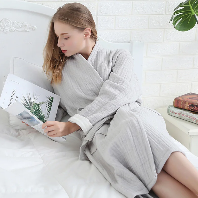 6 Ply Gauze Robe Cotton Unisex Robe Bath For Men And Women Soft highly absorbent Females Casual Home Bathrobe