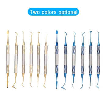 

6pcs Instrument Composite Resin Filling Spatula Titanium Plated Head Resin Filler Set Thick Handle Restoration Set