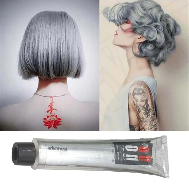 Fashion Gray Hair Color Wax Hair Gream Unisex Smoky Gray Punk Style Light Grey Silver Permanent Hair Dye Color Paint Wax